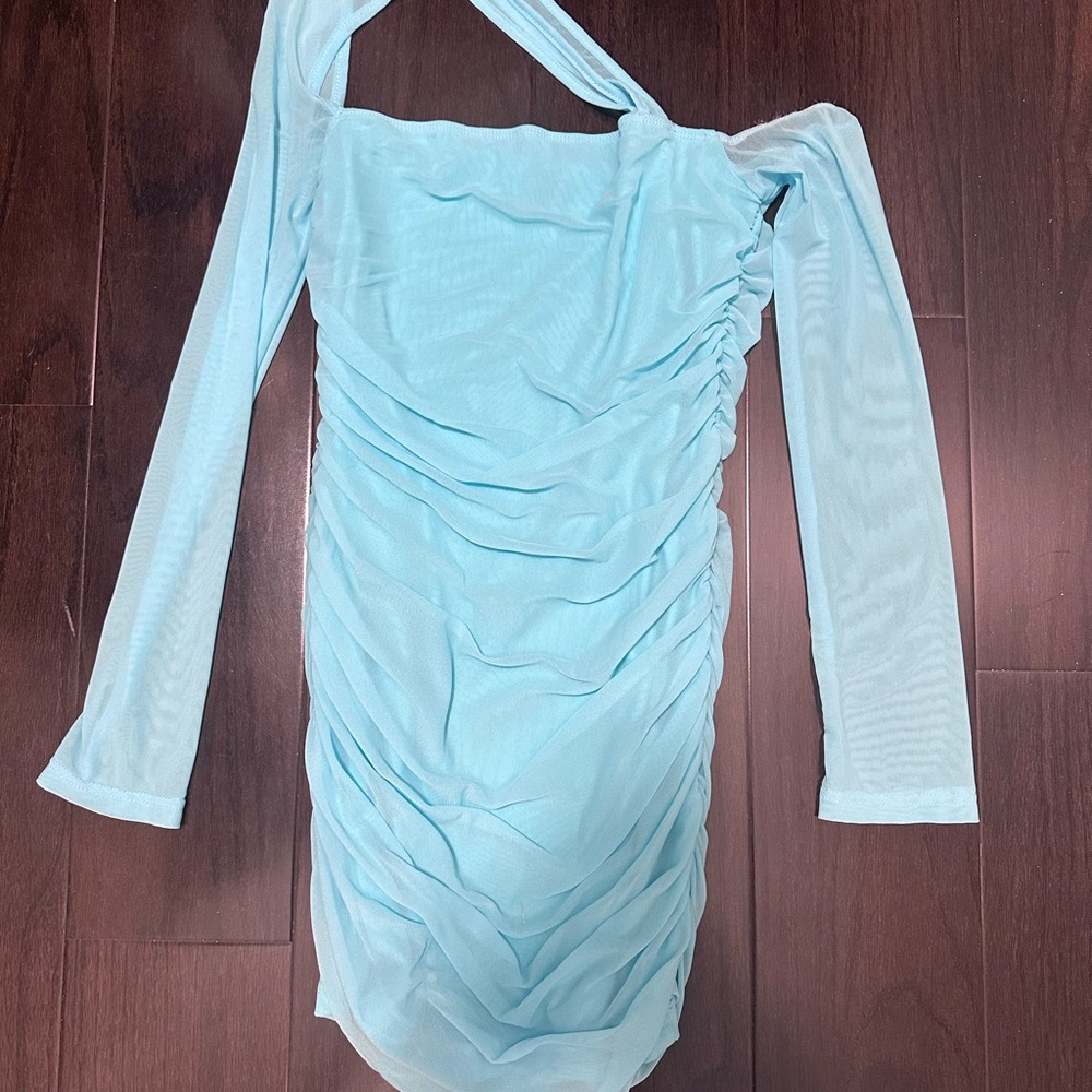 Elegant Blue One-Shoulder Dress